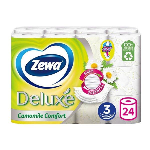 Toalettpapír 3 rétegű kistekercses 100% cellulóz 24 tekercs/csomag Deluxe
Zewa Camomile Comfort hófehér