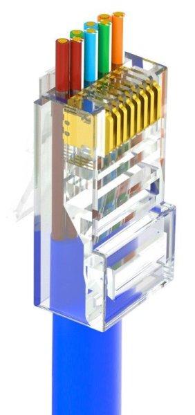 Nestron UTP RJ45 csatlakozó; Cat6; átfűzhető; fali és patch kábelekhez; 10
db/csomag