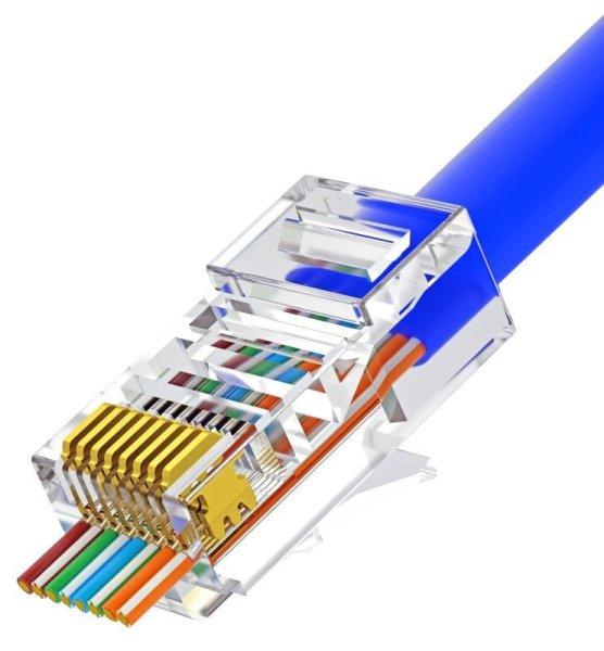 Nestron UTP RJ45 csatlakozó; Cat5e; átfűzhető; fali és patch kábelekhez;
10 db/csomag