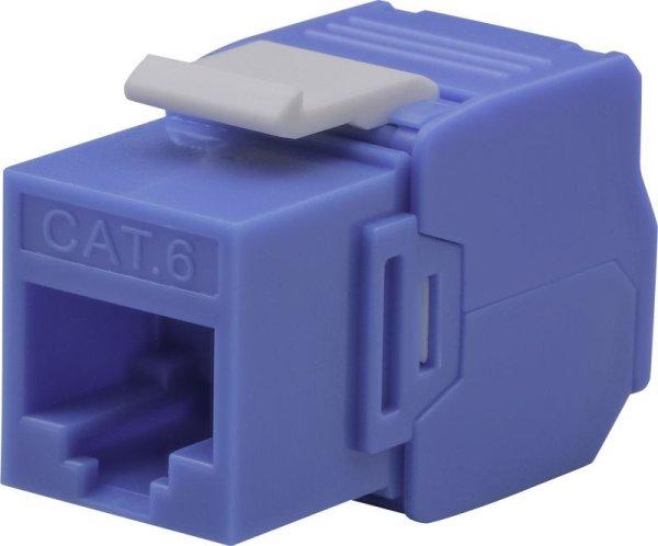 Nestron Keystone UTP csatlakozó; Cat6; 180°; szerszám nélkül szerelhető;
kék