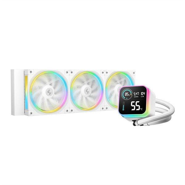 DeepCool CPU Water Cooler - LQ360 WH (max 21dB; max. 122,39 m3/h; 3x12cm, LED
kijelző, fehér)