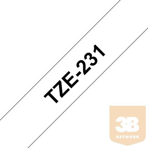BROTHER Festékszalag TZe-231, Fehér alapon Fekete, Laminált, 12mm 0.47",
8 méter