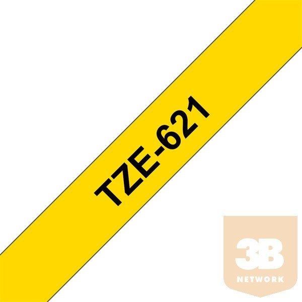 BROTHER Festékszalag TZe-621, Sárga alapon Fekete, Laminált, 9mm 0.35",
8 méter