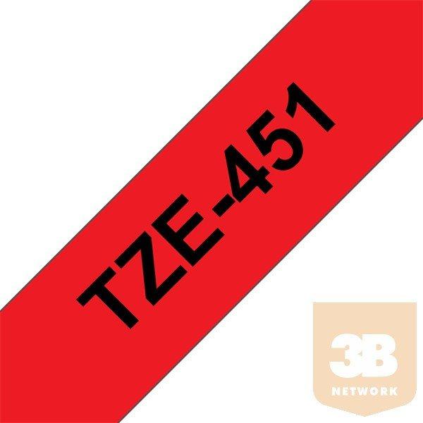 BROTHER Festékszalag TZe-451, Piros alapon Fekete, Laminált, 24mm 0.94",
8 méter
