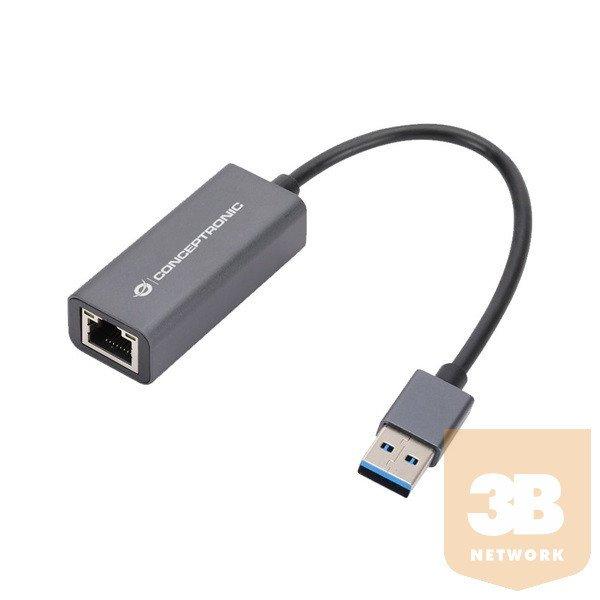 Conceptronic átalakító - ABBY08G (USB-A 3.0 to RJ-45, Nintendo Switch
támogatás, aluminium, szürke)