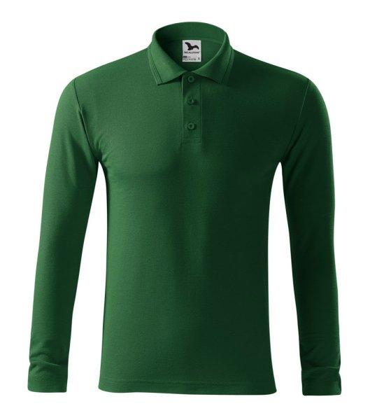 MALFINI Férfi hosszú ujjú galléros póló Pique Polo LS - Palackzöld | XL