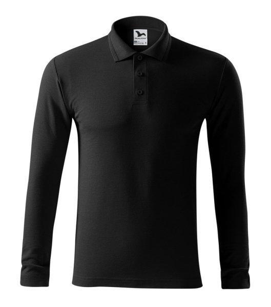 MALFINI Férfi hosszú ujjú galléros póló Pique Polo LS - Fekete | XXXL