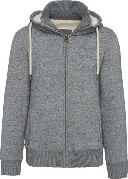 Férfi sherpával bélelt cipzáras kapucnis pulóver, Kariban KV2312, Slub Grey
Heather-M