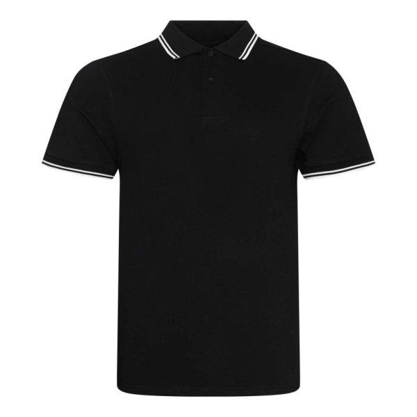 JP003 rövid ujjú sztreccs galléros férfi póló Just Polos, Black/White-M