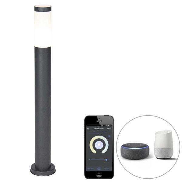 Okos kültéri lámpaoszlop antracit 80 cm Wifi-vel P45 - Rox