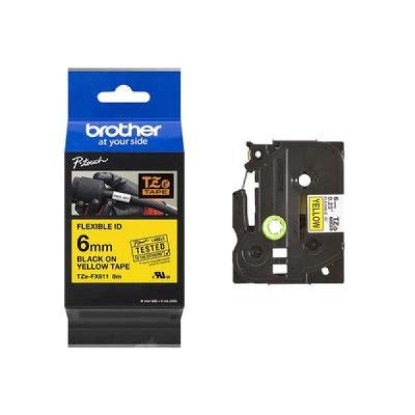 Brother P-touch TZe-FX611 szalagkazetta 8 méter, 6mm széles, 8 méter hosszú
