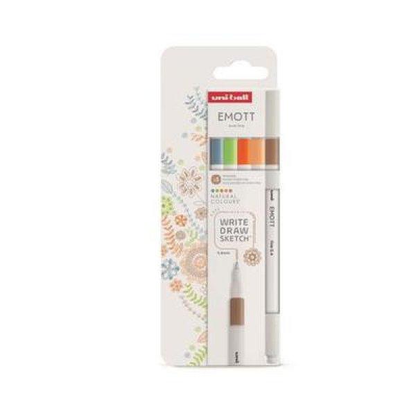 Tűfilc készlet, 0,4 mm, UNI "Emott Natural", 5 különböző szín