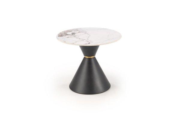 Kerek dohányzóasztal 60 cm, márvány mintás, fekete fém lábbal - CONE -
Butopêa