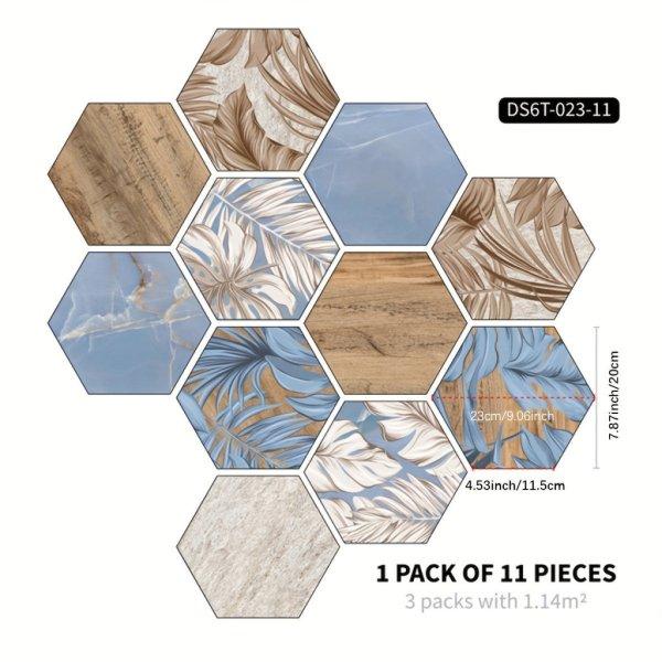 11db Színes öntapadó hatszögletű padlómatrica #C - 23,01x19,99 Cm