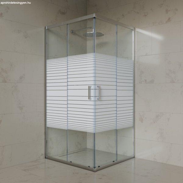 Welland SQ-8080 zuhanykabin elhúzható ajtóval - 80 x 80 cm - króm profil /
dekorbetét