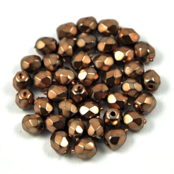 Cseh csiszolt golyó gyöngy - higher metallic haselnut -4mm