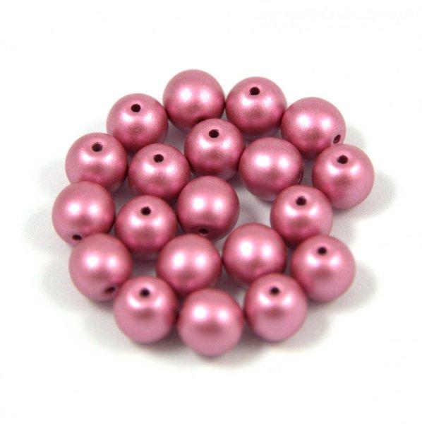 Cseh préselt gyöngy - Powder Rose Metallic Satin - 8mm