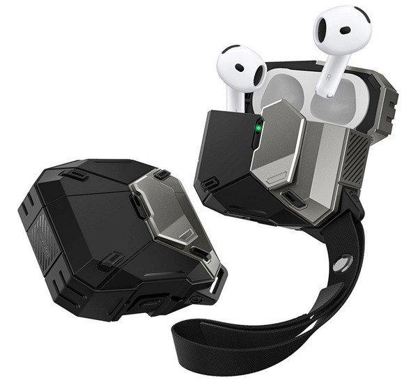 SUPCASE MATRIX műanyag tok (mágneses, kézpánt) FEKETE Apple AirPods 4