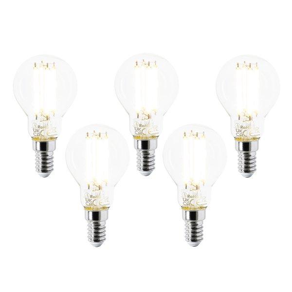 5 db E14-es LED izzó szett P45 átlátszó 2,2W 470lm 2700K