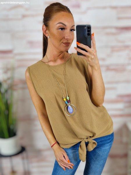 Nyakláncos, alján megkötős, ujjatlan felső L-XL