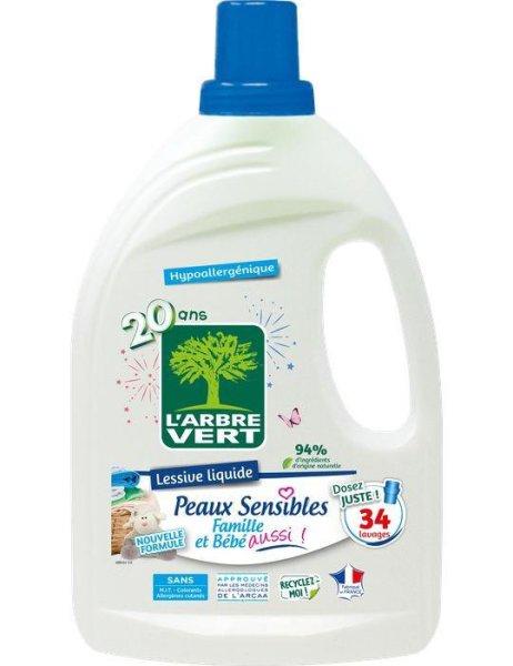 Larbre vert folyékony mosószer érzékeny bőrre a családnak és a babának
1530 ml