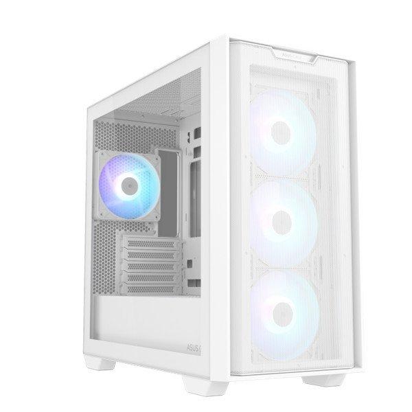 ASUS Ház A21 Plus, Tápegység nélkül, Fehér, Üvegfalú