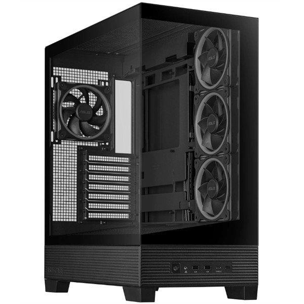 ASUS Ház A31 Plus, Tápegység nélkül, Fekete, Üvegfalú