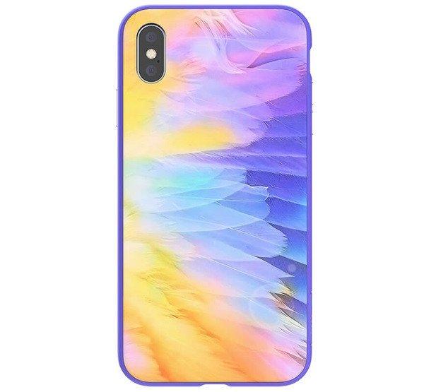 NILLKIN OMBRE telefonvédő szilikon keret (BUMPER, közepesen ütésálló,
edzett üveg hátlap, színes) LILA Apple iPhone XS Max 6.5