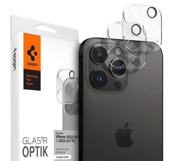 SPIGEN OPTIK kameravédő üveg 2db (lekerekített szél, karcálló, 9H)
ÁTLÁTSZÓ Apple iPhone 14 Pro, Apple iPhone 14 Pro Max