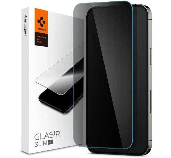 SPIGEN képernyővédő üveg (2.5D, extra karcálló, betekintés védelem,
ultravékony, 0.2mm, 9H) ÁTLÁTSZÓ Apple iPhone 14 Pro