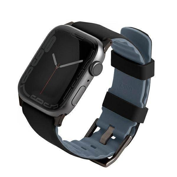 UNIQ óraszíj Linus Apple Watch Series 1/2/3/4/4/5/6/7/8/9/SE/SE2 38/40/41mm.
Airosoft szilikon éjfekete