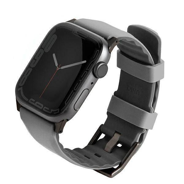 UNIQ óraszíj Linus Apple Watch Series 1/2/3/4/4/5/6/7/8/9/SE/SE2 38/40/41mm.
Airosoft szilikon kréta szürke