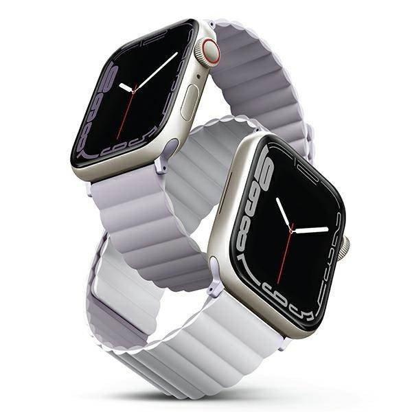 UNIQ óraszíj Revix Apple Watch Series 1/2/3/4/4/5/6/7/8/9/SE/SE2 38/40/41mm.
Megfordítható mágneses lila-fehér