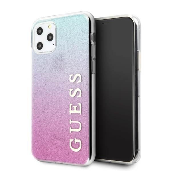 Guess GUHCN65PCUGLPBL iPhone 11 Pro Max rózsaszín kék Glitter színátmenetes
keménytok