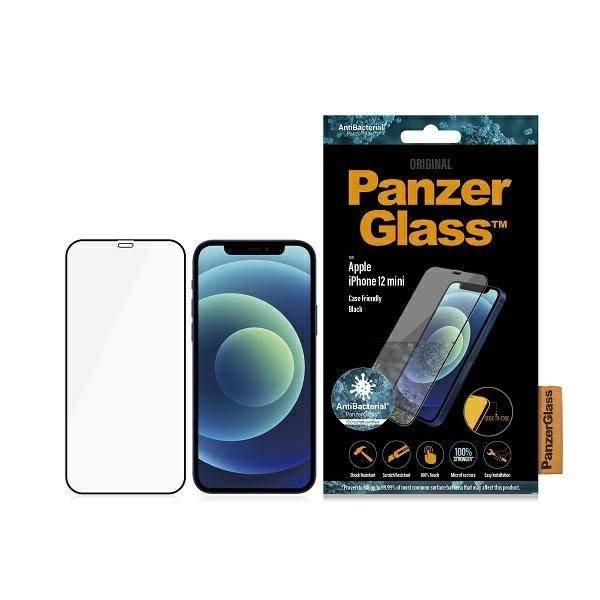 PanzerGlass E2E Super+ iPhone 12 Mini tokbarát antibakteriális
mikrofraktúrás fekete képernyővédő fólia