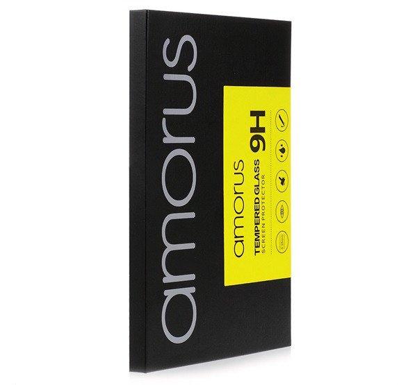AMORUS képernyővédő üveg (2.5D full glue, teljes felületén tapad, extra
karcálló, 0.3mm, 9H) FEKETE Apple iPhone 15 Pro Max