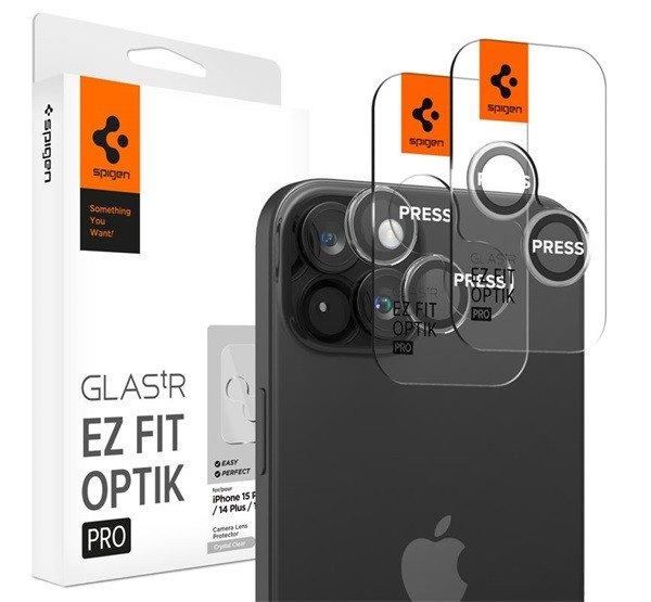 SPIGEN OPTIK PRO kameravédő üveg 2db (lekerekített szél, karcálló, 9H,
csak lencse) ÁTLÁTSZÓ Apple iPhone 15, Apple iPhone 15 Plus