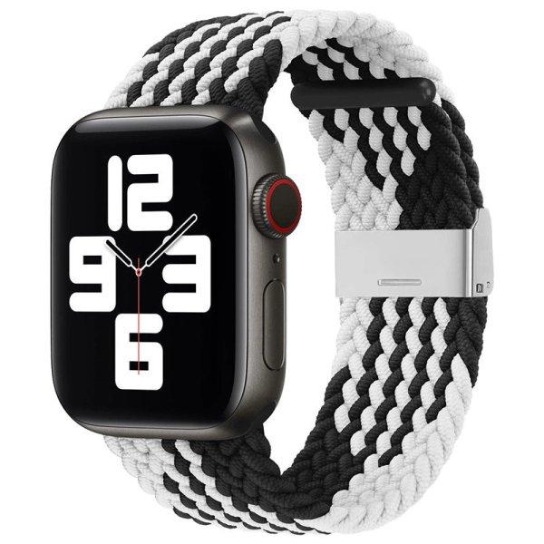 Strap Fabric Band Apple Watch 9 / 8 / 7 / 6 / SE / 5 / 4 / 3 / 2 (41mm / 40mm /
38mm) fonott szövet csereszíj fekete és fehér