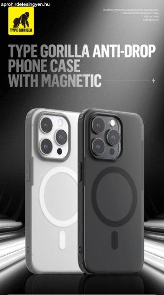 Apple iPhone 15 Pro TG Frosted Anti-Drop Magsafe Hátlap - Szürke