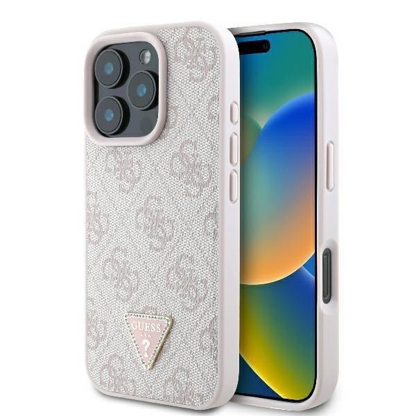 Guess GUHCP16XP4TDPP Leather 4G Triangle Strass keménytok iPhone 16 Pro Max -
rózsaszín