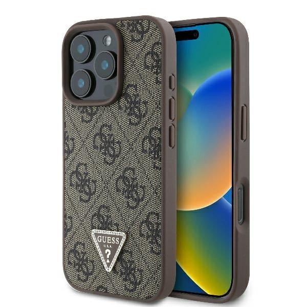 Guess GUHCP16XP4TDPW Leather 4G Triangle Strass keménytok iPhone 16 Pro Max -
barna