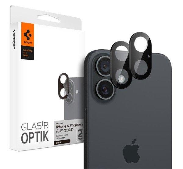 SPIGEN OPTIK kameravédő üveg 2db (9H) FEKETE Apple iPhone 16