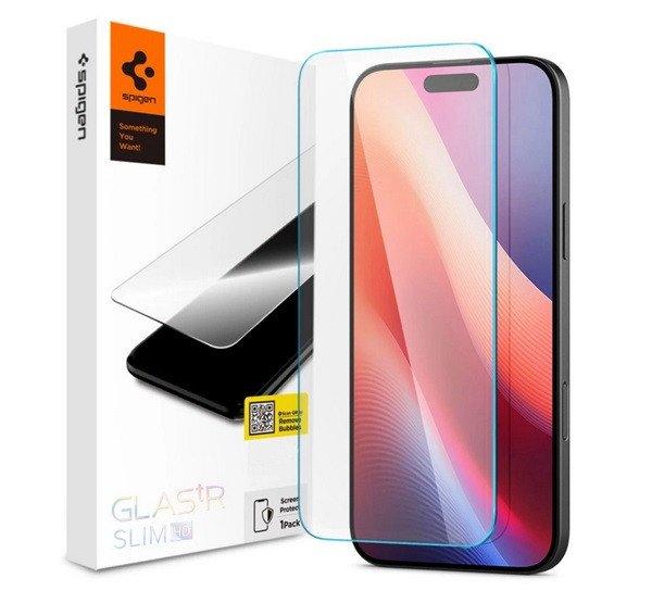SPIGEN TR SLIM HD képernyővédő üveg (2.5D, tok barát, ultravékony, 0.2mm,
9H) ÁTLÁTSZÓ Apple iPhone 15, iPhone 16