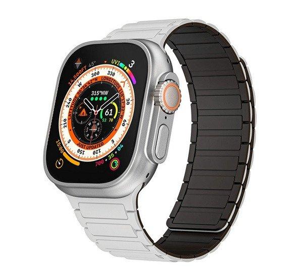 Pótszíj (egyedi méret, kicsi, szilikon, 3D, mágneses) FEHÉR/FEKETE Apple
Watch Series 10 42mm, Watch Series 5 40mm, Watch Series 4 40mm
