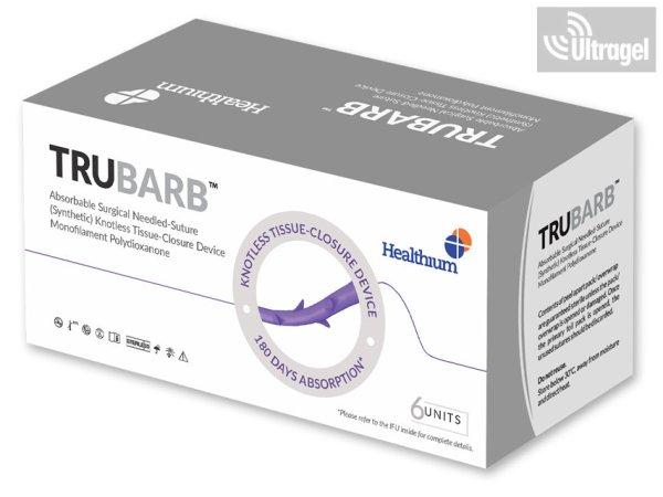 Varrófonal tűvel FELSZÍVÓDÓ TRUBARB csomózásmentes (Ethicon STRATAFIX
ill. V-LOCK 180 megfelelője) 2/0 45cm 37mm 6 db (7 méretben!)