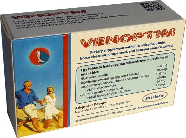 Venoptim mikronizált diozmin,vadgesztenye,szőlőmag étrendkiegészítő 30 db