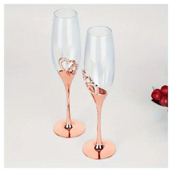 Esküvői pezsgőspohár szett rosegold   szív motívummal – 200 ml
XK277624-rg
