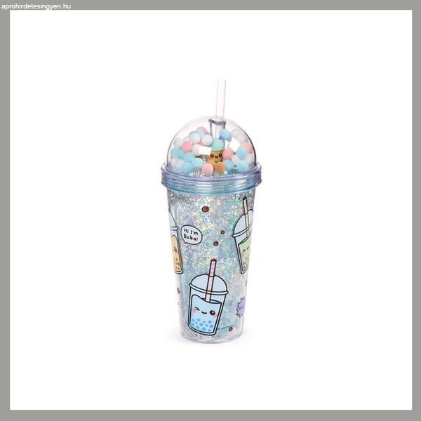 Csillámos Bubble Tea Pohár Kupakkal és Szívószállal CUP83
