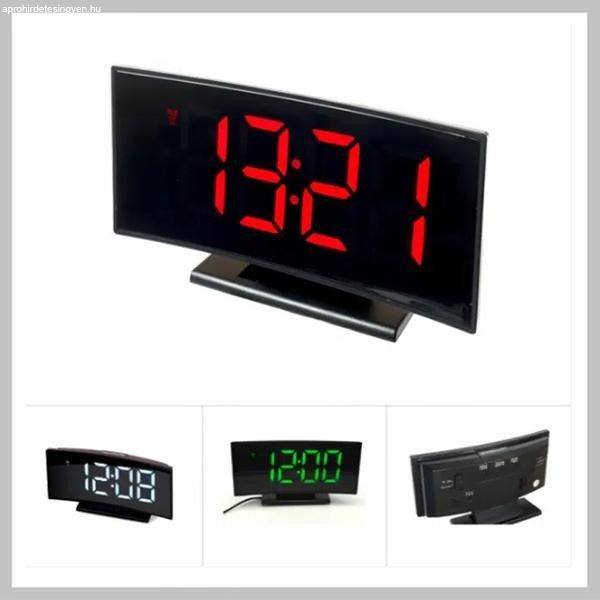 DS-3621L ívelt LED kijelzős digitális ébresztőóra, hőmérő funkcióval
619558