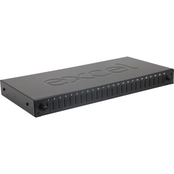 Excel optikai patch panel, üres, LC duplex vagy SC szimplex toldókkal
szerelhető, SM/MM, 24 portos - új modell